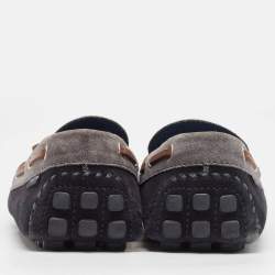 Pre Owned Louis Vuitton Mulitcolor Suede and Leather Slip On Loafers Size 44