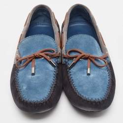 Pre Owned Louis Vuitton Mulitcolor Suede and Leather Slip On Loafers Size 44