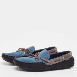 Pre Owned Louis Vuitton Mulitcolor Suede and Leather Slip On Loafers Size 44