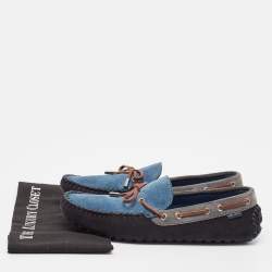 Pre Owned Louis Vuitton Mulitcolor Suede and Leather Slip On Loafers Size 44