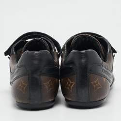 Louis Vuitton Black/Brown Monogram Canvas and Leather Lace Up Sneakers Size 42.5