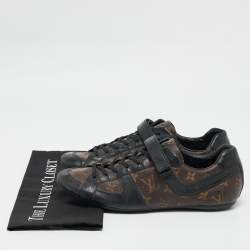 Louis Vuitton Black/Brown Monogram Canvas and Leather Lace Up Sneakers Size 42.5