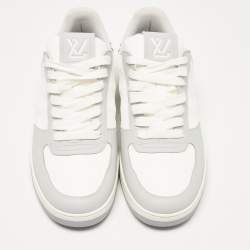 Pre Owned Louis Vuitton Grey/White Faux Leather Rivoli Sneakers Size 40.5