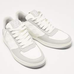 Pre Owned Louis Vuitton Grey/White Faux Leather Rivoli Sneakers Size 40.5