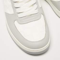Pre Owned Louis Vuitton Grey/White Faux Leather Rivoli Sneakers Size 40.5