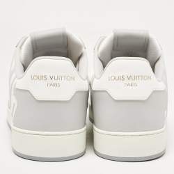 Pre Owned Louis Vuitton Grey/White Faux Leather Rivoli Sneakers Size 40.5