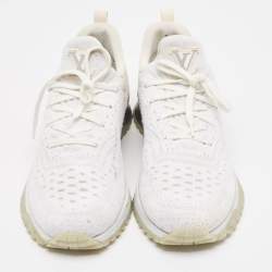 Louis Vuitton White Knit Fabric VNR Lace Up Sneakers Size 43