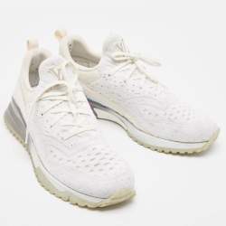 Louis Vuitton White Knit Fabric VNR Lace Up Sneakers Size 43