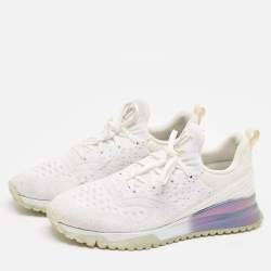 Louis Vuitton White Knit Fabric VNR Lace Up Sneakers Size 43