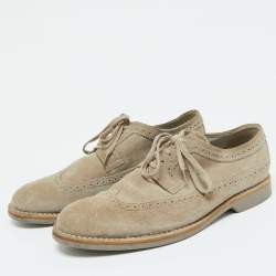 Louis Vuitton Grey Suede Wingtip Brogue Detail Derby Size 41