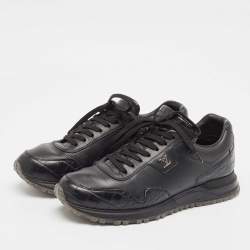 Louis Vuitton Black Croc Embossed Leather Leather Run Away Low Top Sneakers Size 40