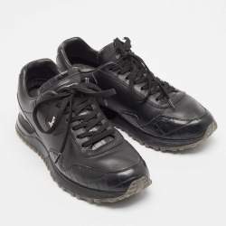 Louis Vuitton Black Croc Embossed Leather Leather Run Away Low Top Sneakers Size 40