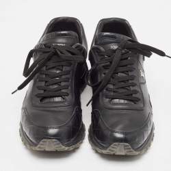 Louis Vuitton Black Croc Embossed Leather Leather Run Away Low Top Sneakers Size 40