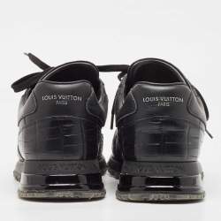 Louis Vuitton Black Croc Embossed Leather Leather Run Away Low Top Sneakers Size 40