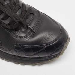 Louis Vuitton Black Croc Embossed Leather Leather Run Away Low Top Sneakers Size 40
