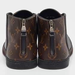 Louis Vuitton Black/Brown Leather and Monogram Canvas Line Up High-Top Sneakers Size 40.5