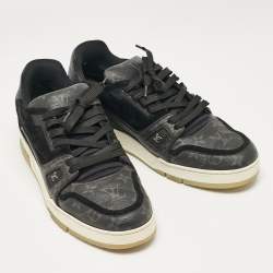 Louis Vuitton Black Canvas and Suede Rivoli Lace Up Sneakers Size 42.5