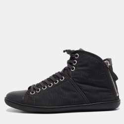 Louis Vuitton Black Nylon and Leather High Top Sneakers Size 41