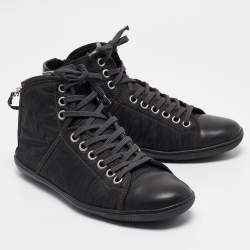 Louis Vuitton Black Nylon and Leather High Top Sneakers Size 41