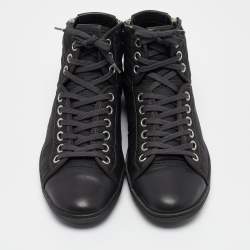 Louis Vuitton Black Nylon and Leather High Top Sneakers Size 41