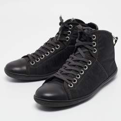 Louis Vuitton Black Nylon and Leather High Top Sneakers Size 41