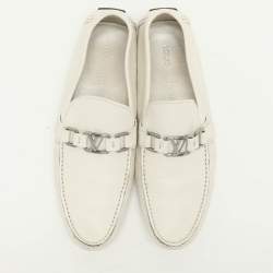Pre Owned Louis Vuitton White Leather Hockenheim Loafers Size 42.5