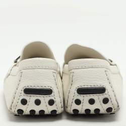 Pre Owned Louis Vuitton White Leather Hockenheim Loafers Size 42.5