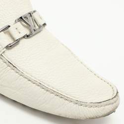 Pre Owned Louis Vuitton White Leather Hockenheim Loafers Size 42.5