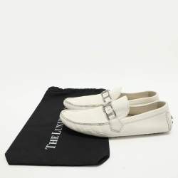 Pre Owned Louis Vuitton White Leather Hockenheim Loafers Size 42.5