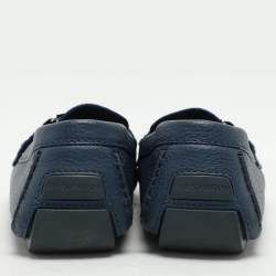 Pre Owned Louis Vuitton Blue Leather Monte Carlo Loafers Size 42.5