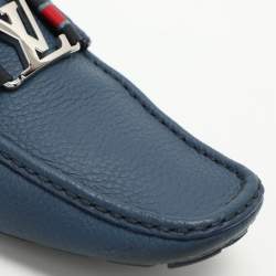 Pre Owned Louis Vuitton Blue Leather Monte Carlo Loafers Size 42.5