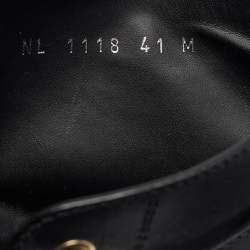 Pre Owned Louis Vuitton Black Leather Wonderland Flat Ranger Combat Boots 41