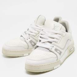 مملوكة مسبقًا Louis Vuitton White Leather LV Trainer Sneakers Size 40.5