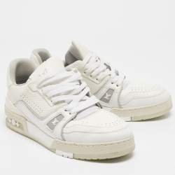 مملوكة مسبقًا Louis Vuitton White Leather LV Trainer Sneakers Size 40.5