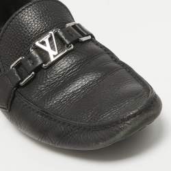 Louis Vuitton Black Leather Hockenheim Slip on Loafers Size 40
