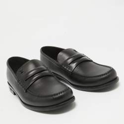 Louis Vuitton Black Leather Penny Loafers Size 44.5