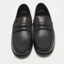 Louis Vuitton Black Leather Penny Loafers Size 44.5