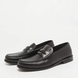 Louis Vuitton Black Leather Penny Loafers Size 44.5