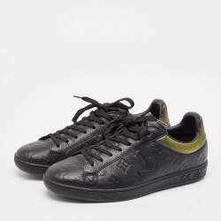 Pre Owned Louis Vuitton Black Monogram Leather Luxembourg Sneakers Size 41