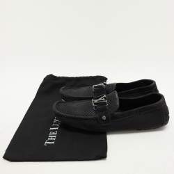 Louis Vuitton Black Damier Embossed Suede Monte Carlo Loafers Size 42.5
