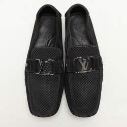 Louis Vuitton Black Damier Embossed Suede Monte Carlo Loafers Size 42.5
