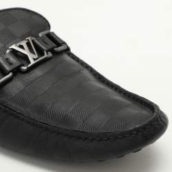 Louis Vuitton Black Damier Embossed Leather Hockenheim Loafers Size 43