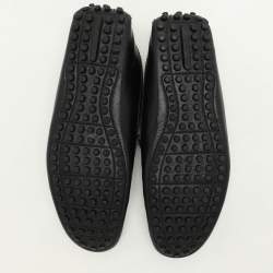 Louis Vuitton Black Leather Logo Embellished Loafers Size 42