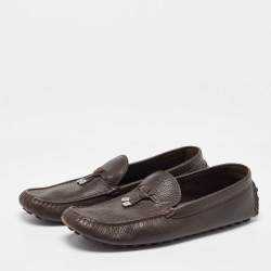 Louis Vuitton Dark Brown Logo Bow Slip on Loafers Size 43.5