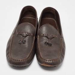 Louis Vuitton Dark Brown Logo Bow Slip on Loafers Size 43.5