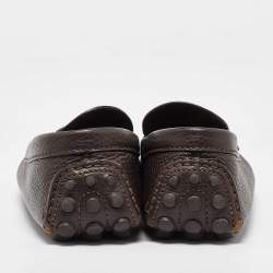 Louis Vuitton Dark Brown Logo Bow Slip on Loafers Size 43.5
