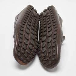Louis Vuitton Dark Brown Logo Bow Slip on Loafers Size 43.5