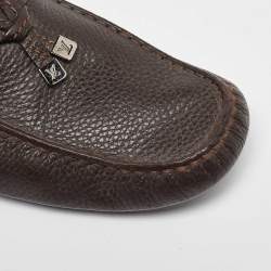 Louis Vuitton Dark Brown Logo Bow Slip on Loafers Size 43.5