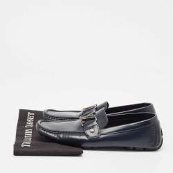 Louis Vuitton Navy Blue Leather Monte Carlo Loafers Size 41