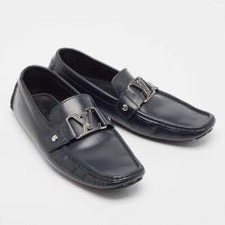 Louis Vuitton Navy Blue Leather Monte Carlo Loafers Size 41